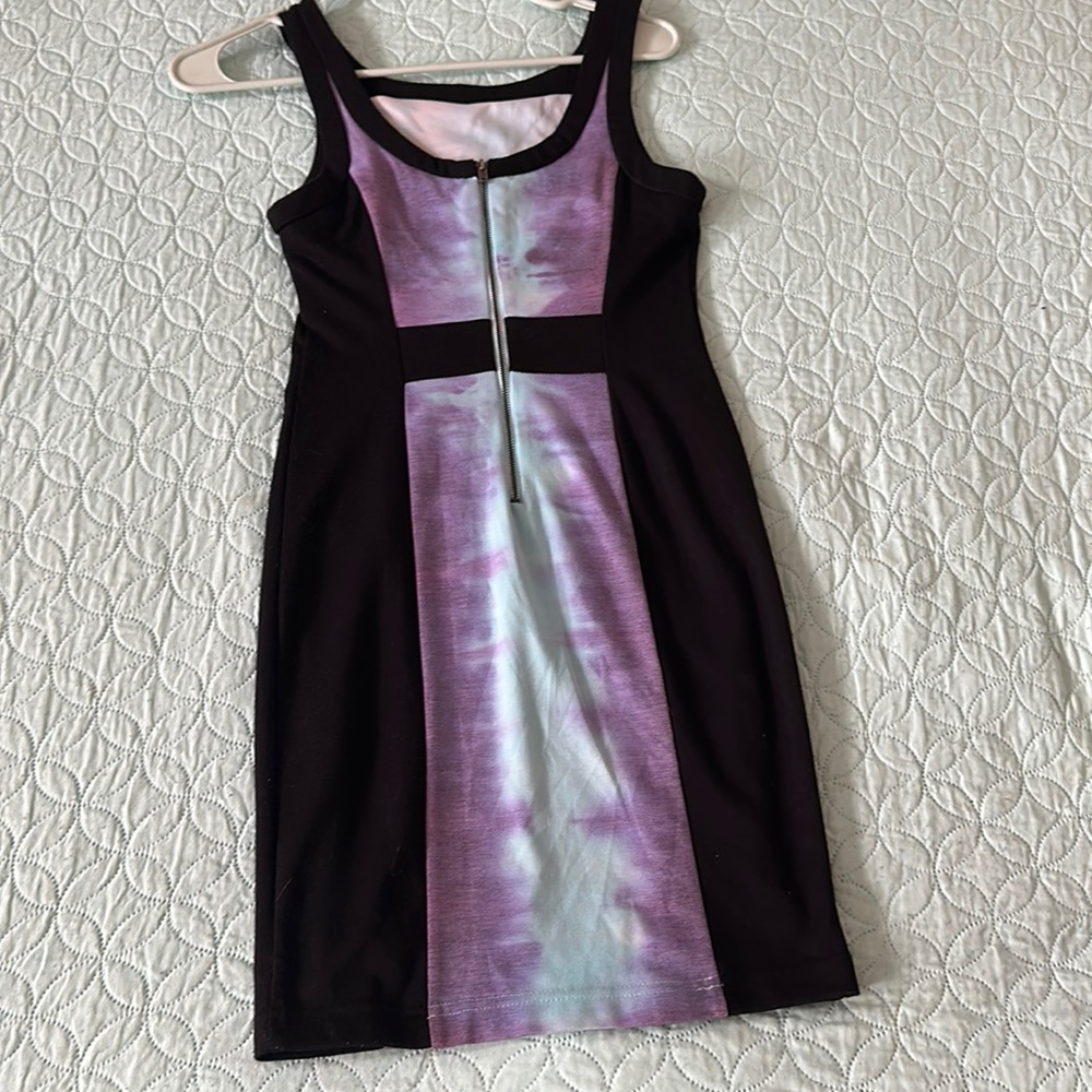Forever21 small mini dress stretch black purple and sky blue